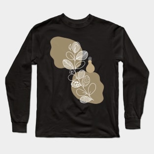 MINIMALIST BOHO VASE AND WHITE LINE LEAF ARTWORK Long Sleeve T-Shirt